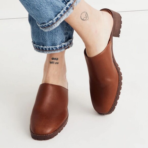 NOT FOR SALE Madewell The Mindy Lugsole Mule in Leather Cognac Brown Size 10 - Picture 1 of 9